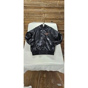 Vintage Westark USA Skinny Dugans Las Vegas Satin Bomber Jacket Mens XL Black